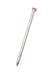 Steel nail over white background