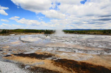 The scenery along the Firehole Lake Drive in Yellowstone