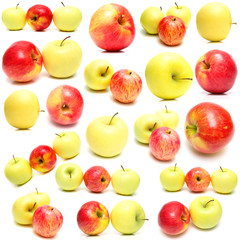 red and yellow apples on white background. Isolation.