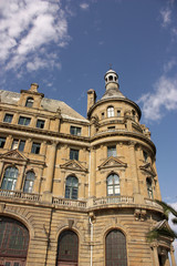 Details of Haydarpasa central station building with sky