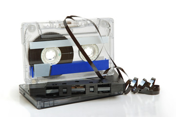Group of cassette tapes on white background