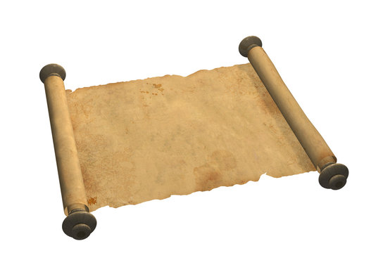 Scroll of old parchment. Object over white