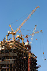 Fototapeta na wymiar High Cranes and building construction