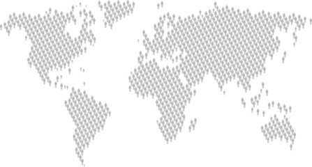 Fototapeta na wymiar Map of the world made by hundreds of little man symbols.