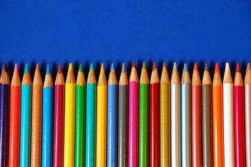 Pencil crayons in row