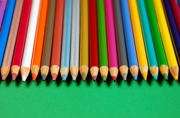 Row of pencil crayons