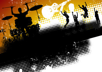 An abstract music band background with people having fun
