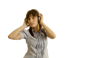Fototapeta premium Young woman listening to music