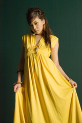 Beautiful asian woman in stylish dress