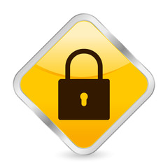 padlock yellow square icon