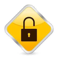 padlock open yellow square icon