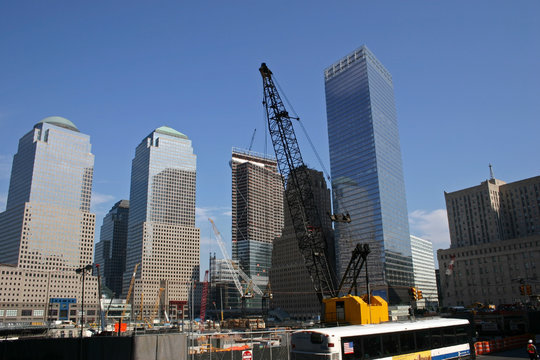 The skyline of New York City under construction