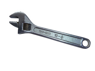The adjustable wrench on a white background