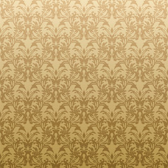 Fototapeta premium Floral inspired gothic repeat wallpaper design in gold