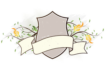 Vector grunge floral heraldic plate