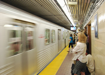subway train arriving in station