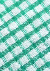 Green and white checkered pattern texture of table cloth