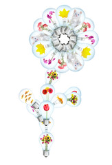 Flower from electrobulbs on a white background