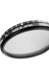 A close-up of a Polarizing  camera filter