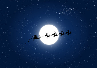 Obraz na płótnie Canvas Santa Claus flying in the Christmas night