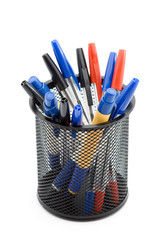 pencils in a bin studio isolated
