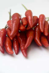 A pile of small red chili peppers