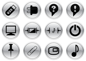 Gadget icons set. Black - gray palette. Vector illustration.