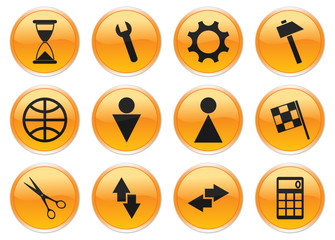 Gadget icons set. Orange - gray palette. Vector illustration.