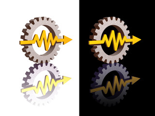 gear-graph logos on black and white background - 3d illustration