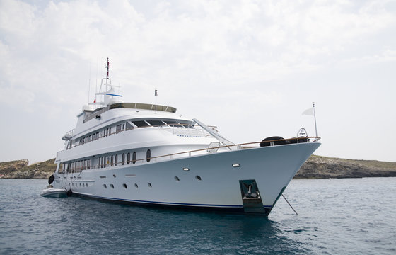 Luxury yacht in a blue bay