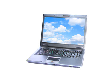 laptop with nlue desktop