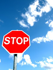 red stop sign on the sky background