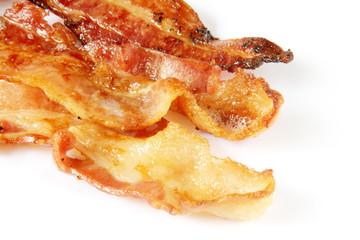 Bacon the crispy streaky type fried until crispy