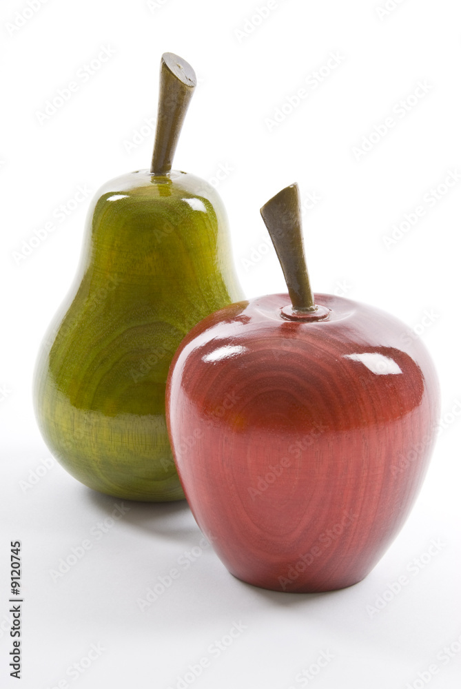 Wall mural wooden apple and pear