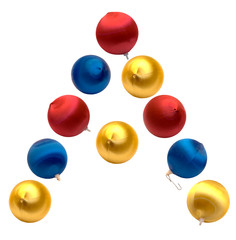 The letter a spelled using Christmas balls