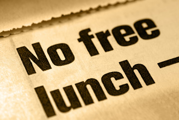 Selective Focus Macro of No Free Lunch News Headline