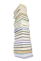 big pile of books isolated on white background