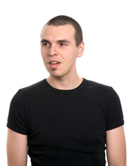 young casual man portrait, isolated on white