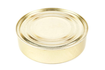 Round metal can. Isolated on a white background.