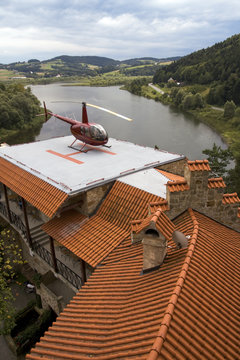 Heliport in the mountain, old, unconquerable estate