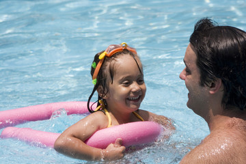 Father and daughter in Swimming pool