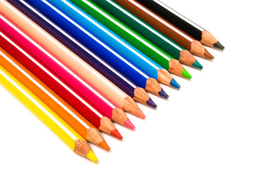 Beautiful color pencils on a white background