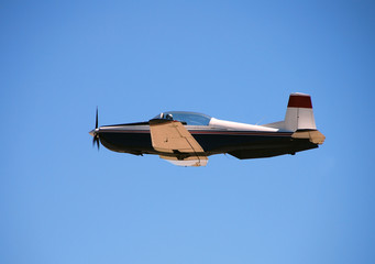 Light private propeller driven airplane in flight