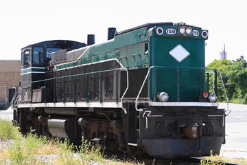 Diesel railroad Locomotive engine on a side track