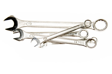 Spanners over white background