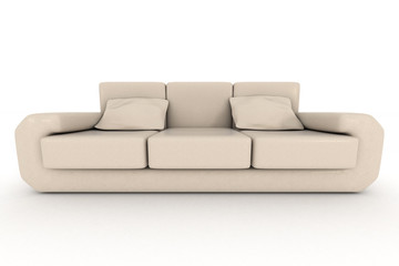 Isolated leather sofa. An interior. 3D image.