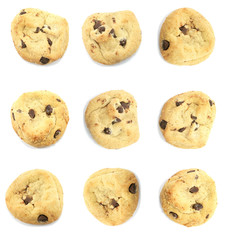 Many Neatly Arranged Cookies Isolated on a White Background