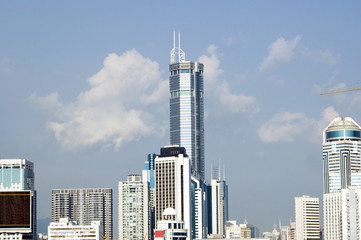 Naklejka premium China, Shenzhen - modern skyscraper in city center