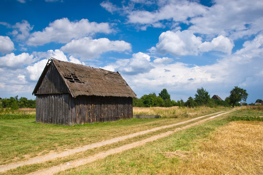 Old barn at the back of village, Poland