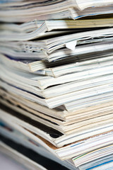 Stack of paper on neutral background close up